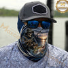 Maxcorners Fishing Skull Angler Blue Wave 3D Neck Gaiter (9 Fish Species)