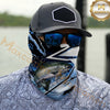 Maxcorners Fishing Splash Blue Water Hook Pattern 3D Neck Gaiter (12 Fish Species)