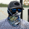 Maxcorners Fishing Splash Blue Water Hook Pattern 3D Neck Gaiter (12 Fish Species)