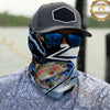 Maxcorners Fishing Splash Blue Water Hook Pattern 3D Neck Gaiter (12 Fish Species)