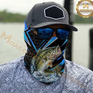 Maxcorners Fishing Electric Blue Arrow Pattern Splash 3D Neck Gaiter (12 Fish Species)