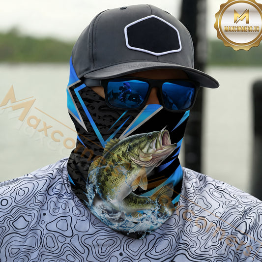 Maxcorners Fishing Electric Blue Arrow Pattern Splash 3D Neck Gaiter (12 Fish Species)