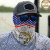 Maxcorners Fishing American Anchor Compass Lighthouse Graphic 3D Neck Gaiter (12 Fish Species)