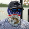 Maxcorners Fishing American Anchor Compass Lighthouse Graphic 3D Neck Gaiter (12 Fish Species)