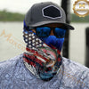 Maxcorners Fishing Patriotic American Flag Camo 3D Neck Gaiter (12 Fish Species)