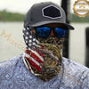 Maxcorners Fishing American Flag Scratch Grass Camo 3D Neck Gaiter (12 Fish Species)