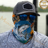 Maxcorners Fishing Blue Sunset Ocean Camo 3D Neck Gaiter (12 Fish Species)