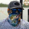 Maxcorners Fishing Blue Sunset Ocean Camo 3D Neck Gaiter (12 Fish Species)