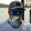 Maxcorners Fishing Blue Sunset Ocean Camo 3D Neck Gaiter (12 Fish Species)