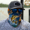 Maxcorners Fishing Blue Sunset Ocean Camo 3D Neck Gaiter (12 Fish Species)