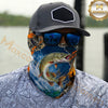 Maxcorners Fishing Blue Sunset Ocean Camo 3D Neck Gaiter (12 Fish Species)