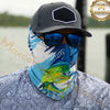 Maxcorners Fishing Jumping Water Splash Blue Pattern 3D Neck Gaiter (12 Fish Species)