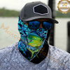 Maxcorners Fishing Graphic Dark Water Camouflage 3D Neck Gaiter (12 Fish Species)