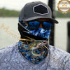 Maxcorners Fishing Flame Dark Blue Luxury Pattern 3D Neck Gaiter (12 Fish Species)
