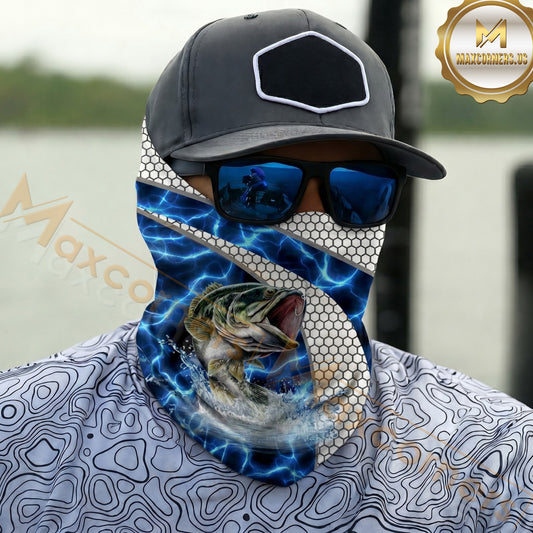 Maxcorners Fishing Honeycomb Electric Water Splash 3D Neck Gaiter (12 Fish Species)