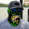 Maxcorners Fishing Neon Green Flame Black Background Art 3D Neck Gaiter (12 Fish Species)
