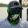 Maxcorners Fishing Neon Green Flame Black Background Art 3D Neck Gaiter (12 Fish Species)