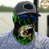 Maxcorners Fishing Neon Green Flame Black Background Art 3D Neck Gaiter (12 Fish Species)