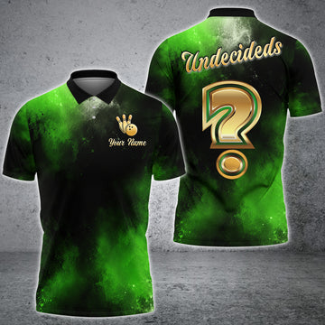 Maxcorners Bowling Undecideds Green Black Question Mark Customized Name, Team Name 3D Shirt For Stuart