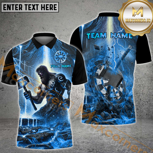 Maxcorners Darts Fantasy Warrior Multicolor Option Customized Name, Team Name 3D Polo Shirt (6 Colors)