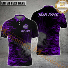 Maxcorners Golf Ball Fire Multicolor Personalized Name, Team Name 3D Shirt