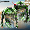 Maxcorners Fishing Green Hexagon Splash Sun Protection Personalized Name, Team Name Long Sleeve Shirt