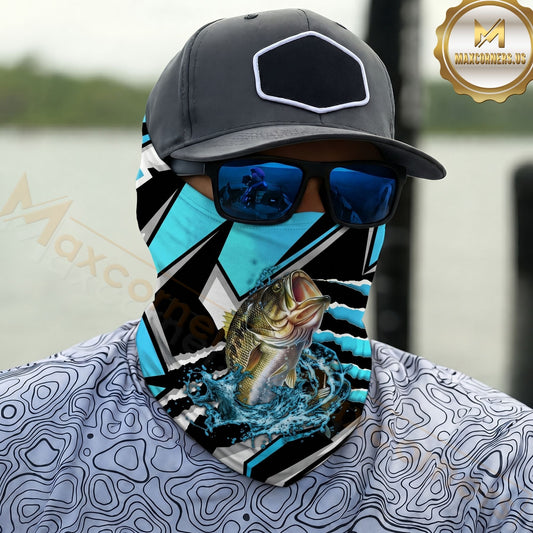 Maxcorners Fishing Largemouth Bass Geometric Graphic 3D Neck Gaiter