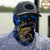 Maxcorners Fishing Blue Flame Golden Pattern 3D Neck Gaiter (13 Fish Species)
