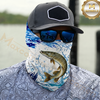 Maxcorners Fishing Water Splash Blue Fish Pattern 3D Neck Gaiter (13 Fish Species)