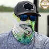 Maxcorners Fishing Green Camo Water Splash 3D Neck Gaiter (13 Fish Species)