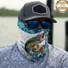Maxcorners Fishing Blue Camo Water Splash 3D Neck Gaiter (13 Fish Species)