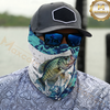Maxcorners Fishing Blue Camo Water Splash 3D Neck Gaiter (13 Fish Species)