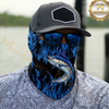 Maxcorners Fishing Blue Flame Pattern 3D Neck Gaiter (13 Fish Species)
