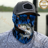 Maxcorners Fishing Blue Flame Pattern 3D Neck Gaiter (13 Fish Species)
