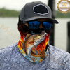 Maxcorners Fishing Fire Flame Background 3D Neck Gaiter (13 Fish Species)