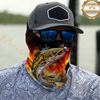 Maxcorners Fishing Fire Flame Background 3D Neck Gaiter (13 Fish Species)
