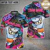 Maxcorners Funny Shark Graffiti Bowling Jersey Personalized Name, Team Name 3D Shirt