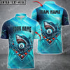 Maxcorners Billiard Ball 8 Shark Blue Water Customized Name, Team Name 3D Polo Shirt
