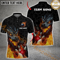 Maxcorners Custom Dragon Flaming Bowling Shirt for Men and Women Dragon Bowling Jersey Team LM2504