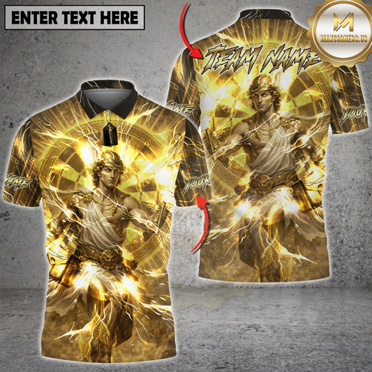 Maxcorners Darts Apollo Golden Warrior Lightning Customized Name, Team Name 3D Shirt