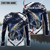 Maxcorners Marlin Fishing Jersey Blue Water Sun Protection Personalized Name, Team Name Long Sleeve Shirt