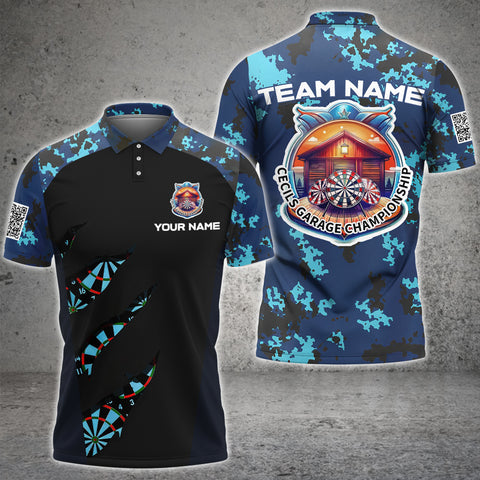 Maxcorners Blue Camo Darts Jersey Multicolor Option Customized Name, Team Name 3D Shirt For M Dow