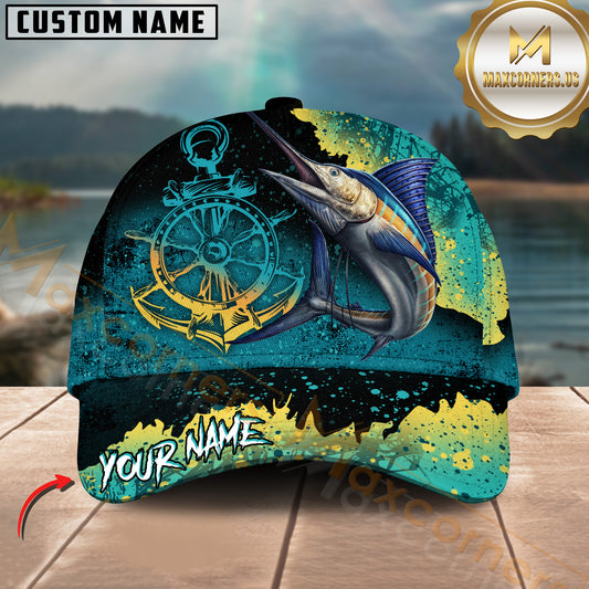 Maxcorners Marlin Fishing Jersey Customized Name 3D Cap
