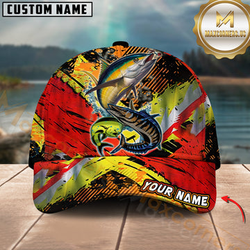 Maxcorners Mahi-Mahi, Wahoo, Tuna Fishing Vinatge Customized Name 3D Cap