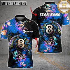 Maxcorners Billiard 8-Ball Pool Graffiti Splash Multicolor Options Personalized Name, Team Name 3D Shirt