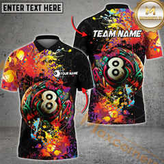 Maxcorners Billiard 8-Ball Pool Graffiti Splash Multicolor Options Personalized Name, Team Name 3D Shirt