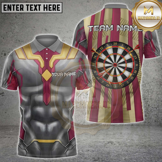 Maxcorners Darts Mecha Armor Red Gold Dartboard Personalized Name 3D Unisex Shirt