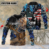 Maxcorners Deer Hunting Wild Pursuit Blue Camouflage Pattern Custom Name Shirt 3D All Over Printed Clothes