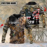 Maxcorners Deer Hunting Wild Pursuit Grass Brown Camouflage Pattern Custom Name Shirt 3D All Over Printed Clothes