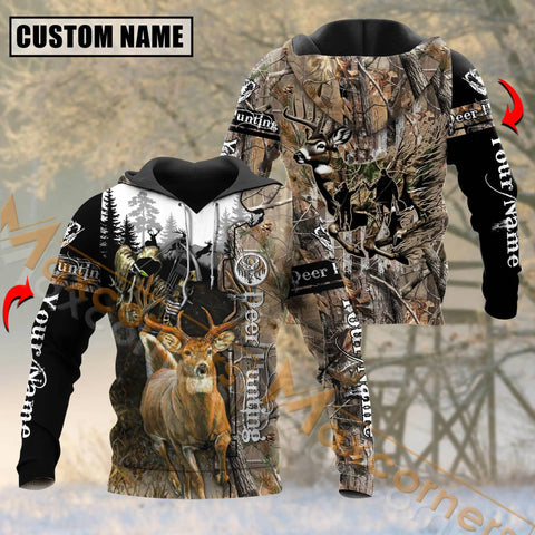 Maxcorners Deer Hunting Grass Brown Camo Pattern Custom Name Shirt 3D All Over Printed Clothes For Hunter